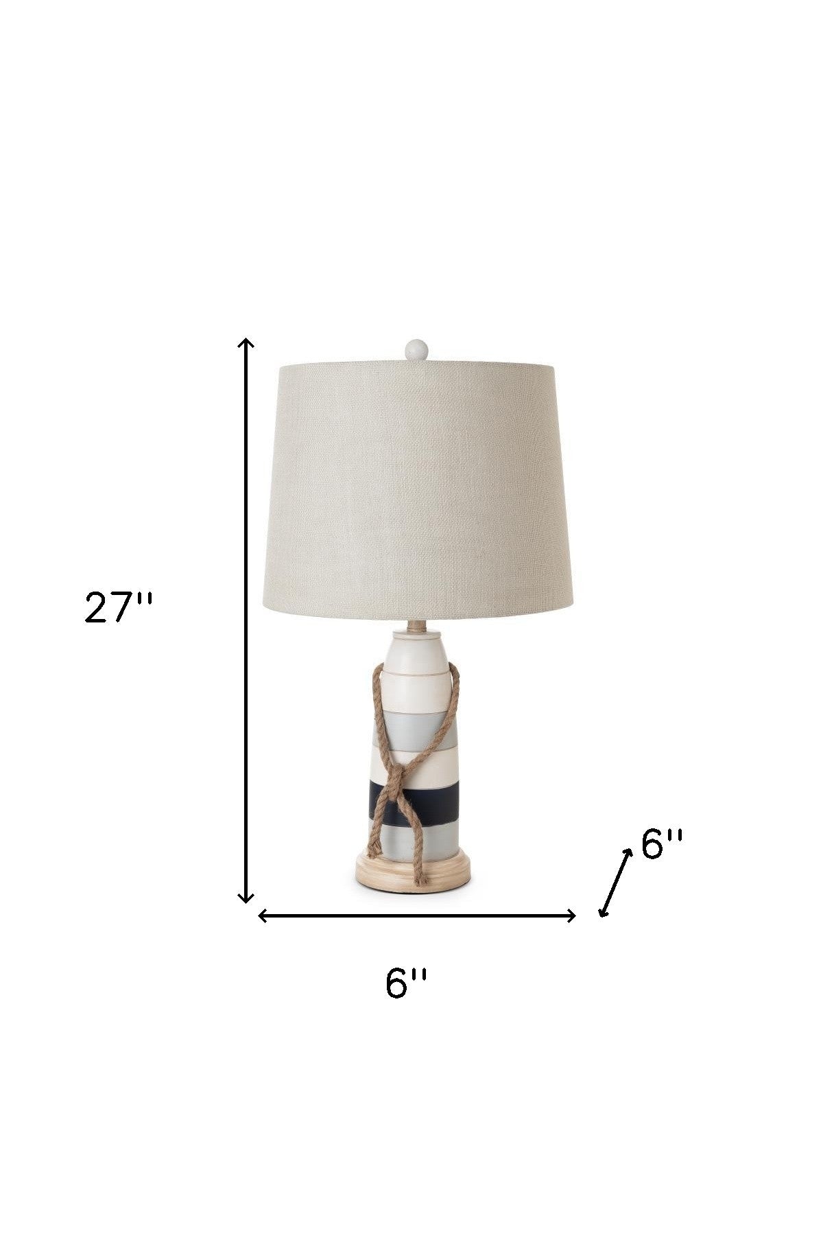 Set of Two 27" Natural White and Blue Novelty Table Lamp Coastal With Off White Empire Shade