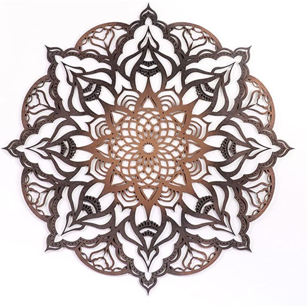34" X 34" Black And Gold Solid Wood