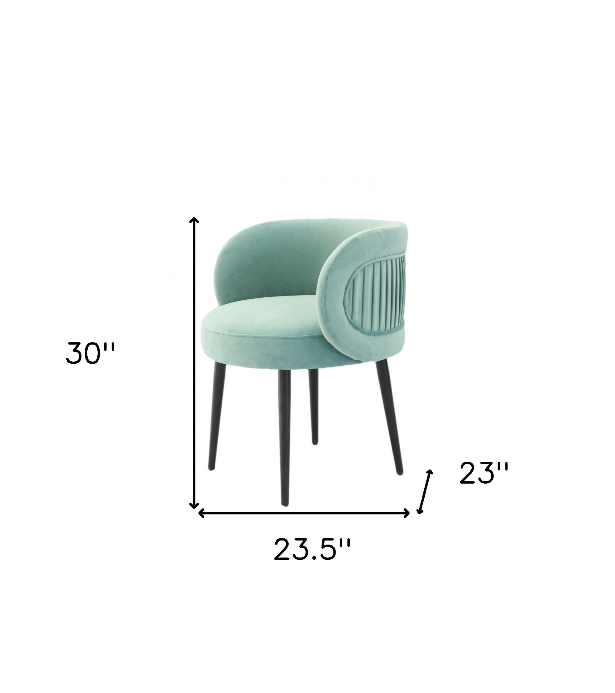 24" Teal Blue And Black Velvet Arm Chair