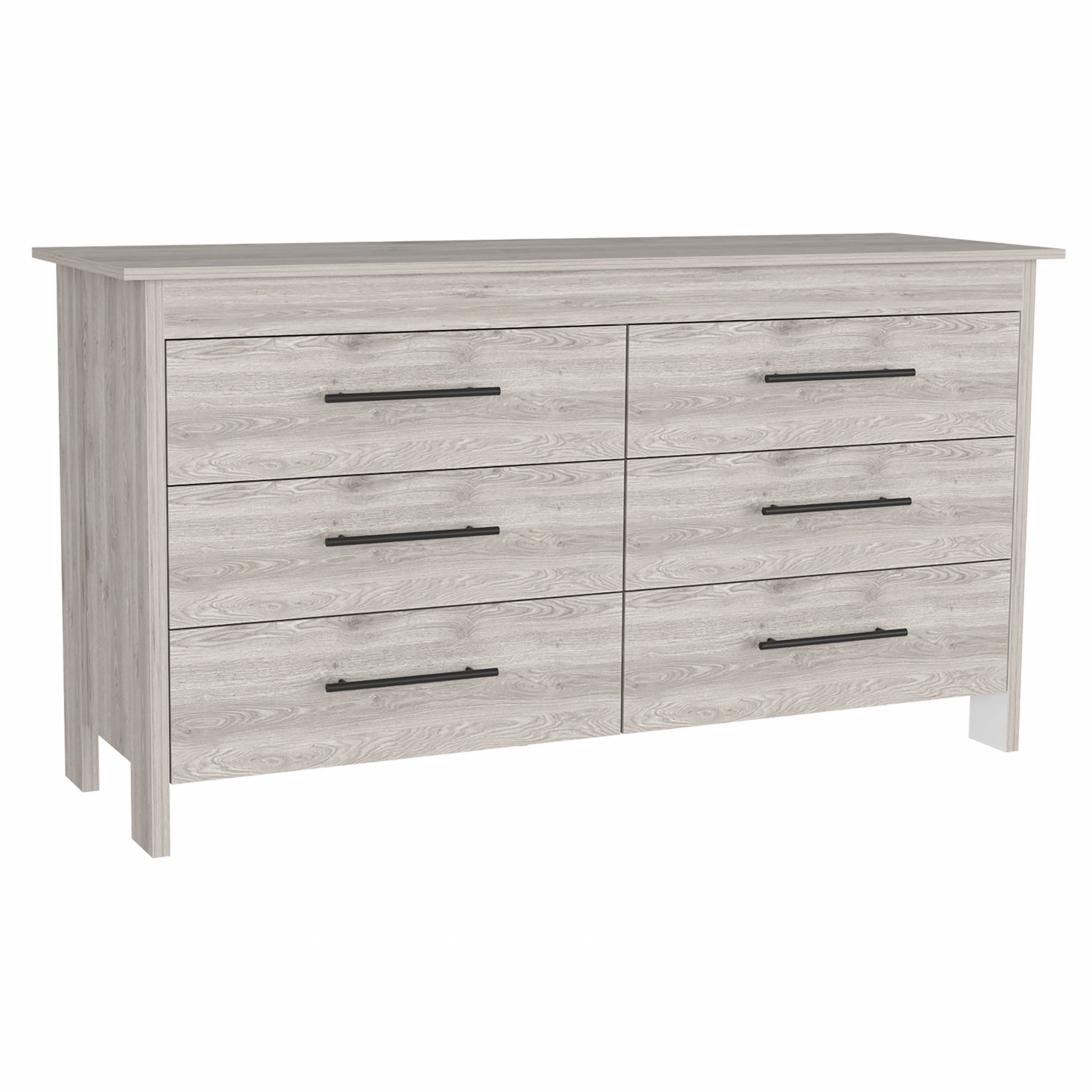 32" Light Gray Wood Six Drawer Double Dresser