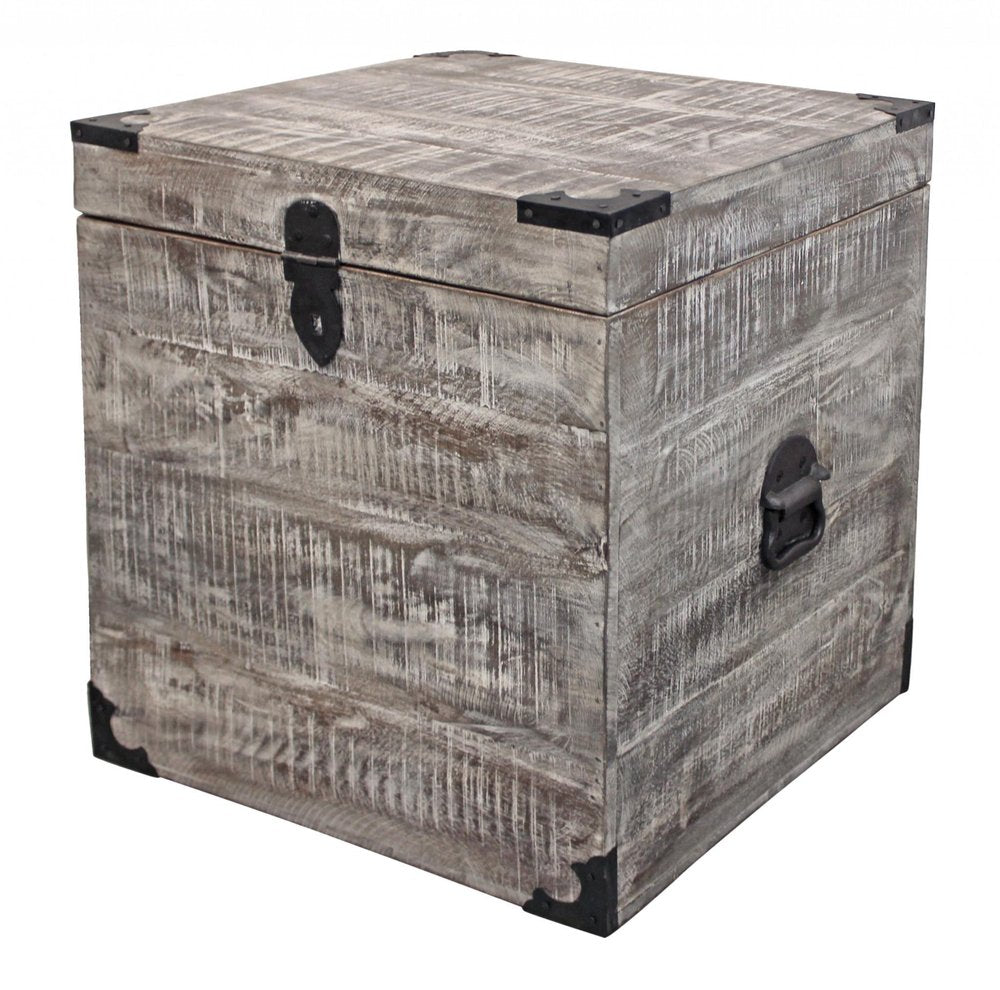 20" Gray Solid Wood Square End Table