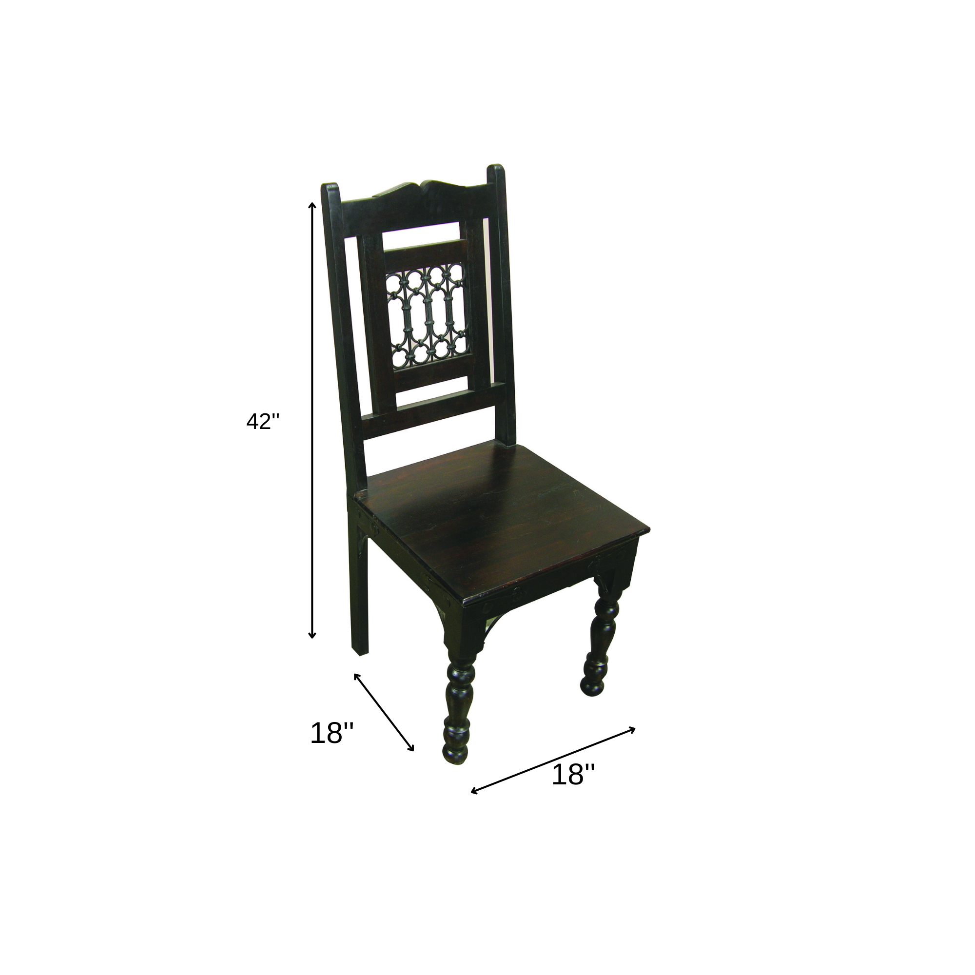 Dark Brown Metal and Wood Slat Back Dining Side Chair