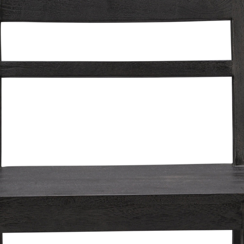 Set of Two Dark Gray Ladder Back Dining Side Chairs
