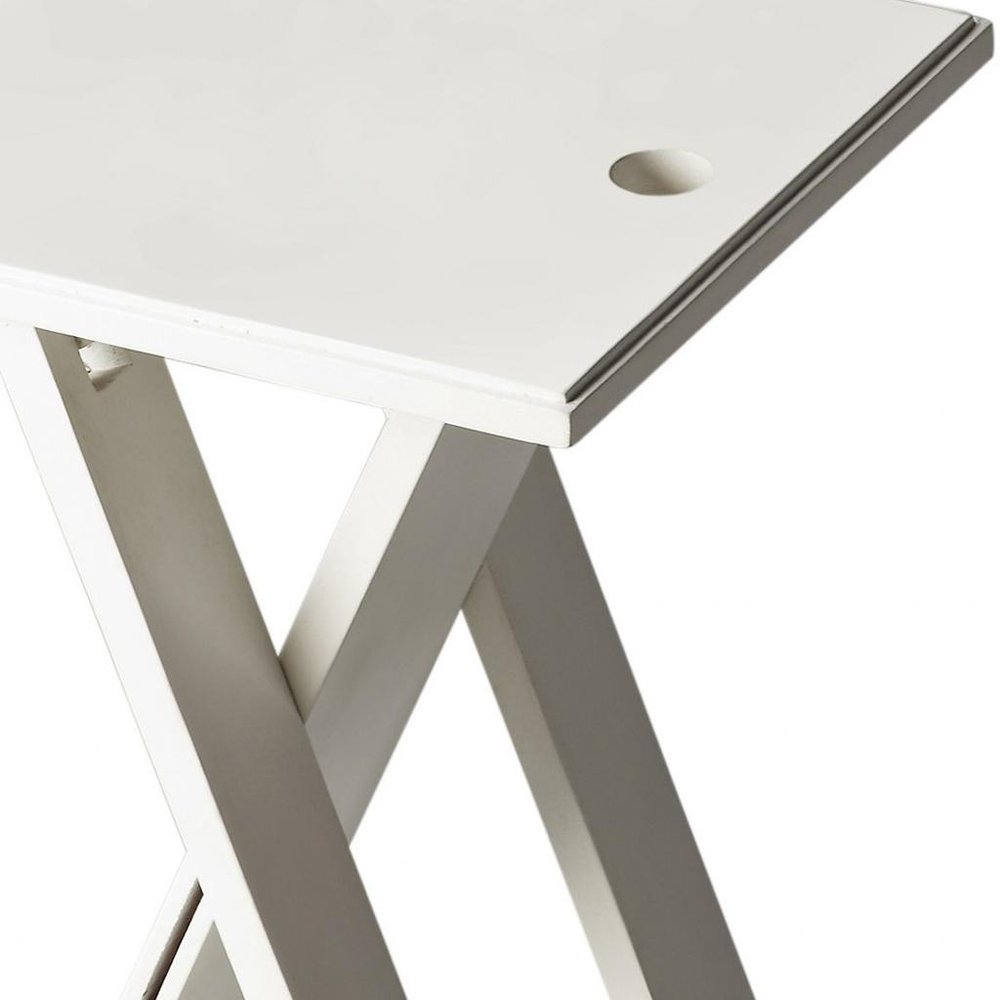 18" White Solid Wood Square Folding End Table