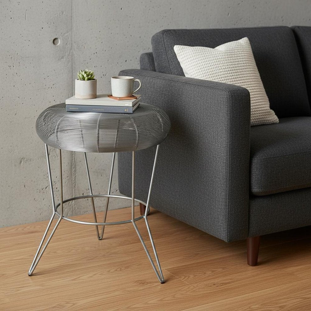 18" Silver Wire Round End Table