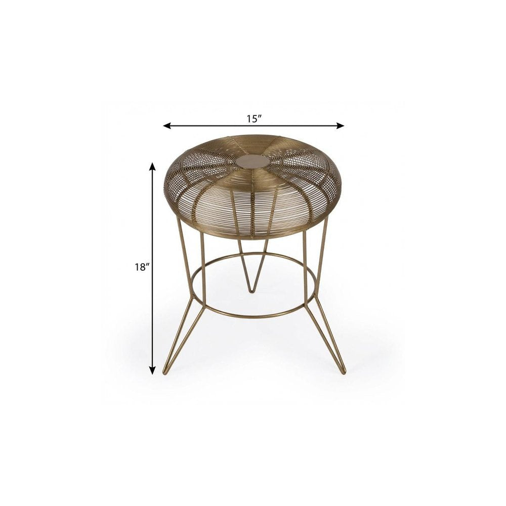 18" Antique Gold Iron Round End Table