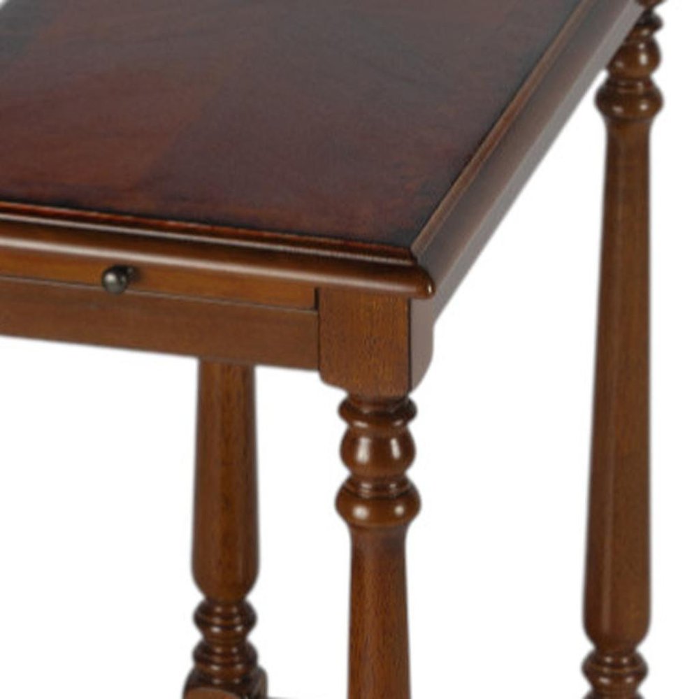 24" Brown End Table With Shelf