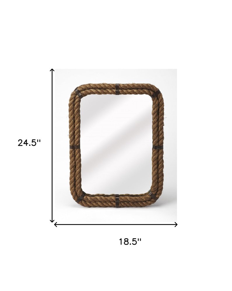 25" Brown Framed Accent Mirror