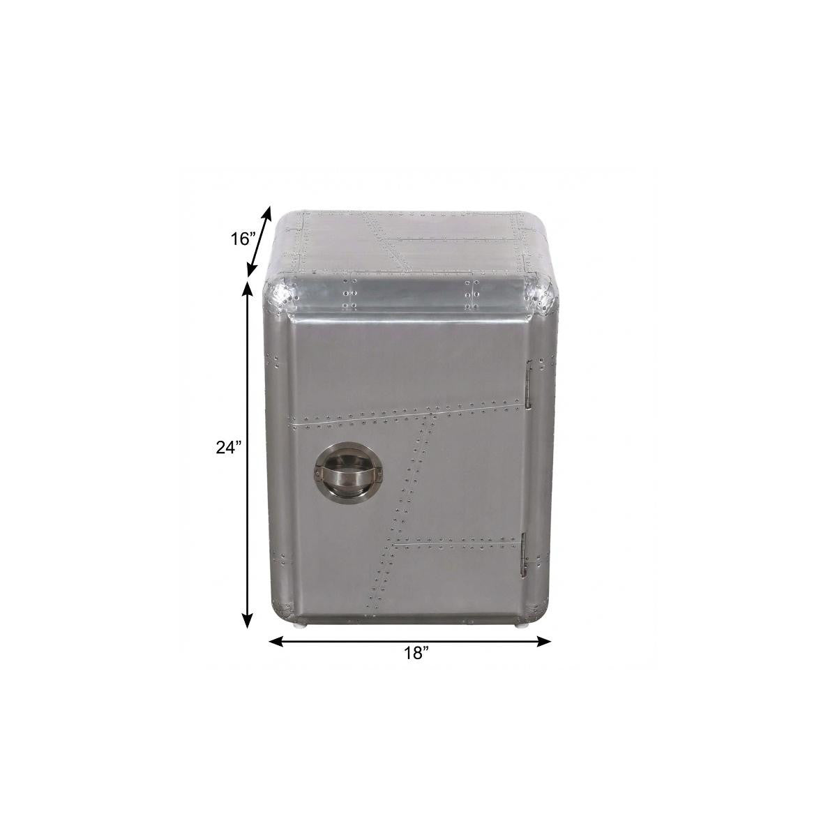 18" Silver Aluminum Standard Accent Cabinet With One Shelf