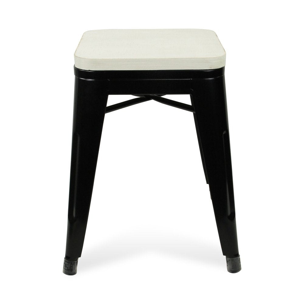 18 " White And Black Steel Backless Bar Chair