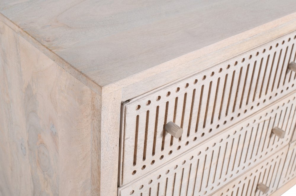 48" Brushed Ivory Solid Wood Six Drawer Double Dresser