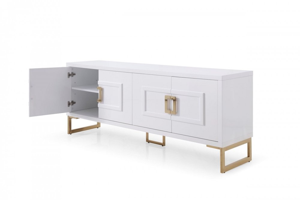 79" Gold And White Wood Sideboard With Four Doors