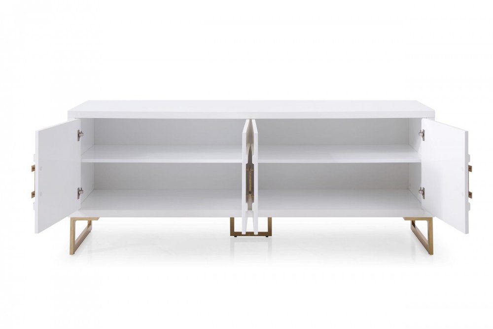 79" Gold And White Wood Sideboard With Four Doors
