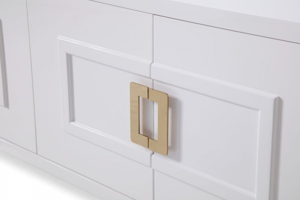 79" Gold And White Wood Sideboard With Four Doors