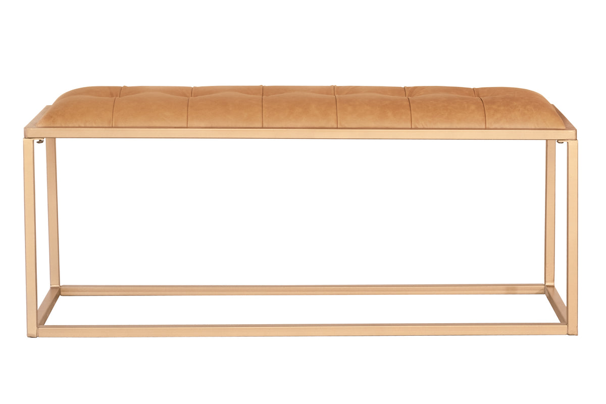 43" Brown And Gold Upholstered Upholstery Bedroom Bench