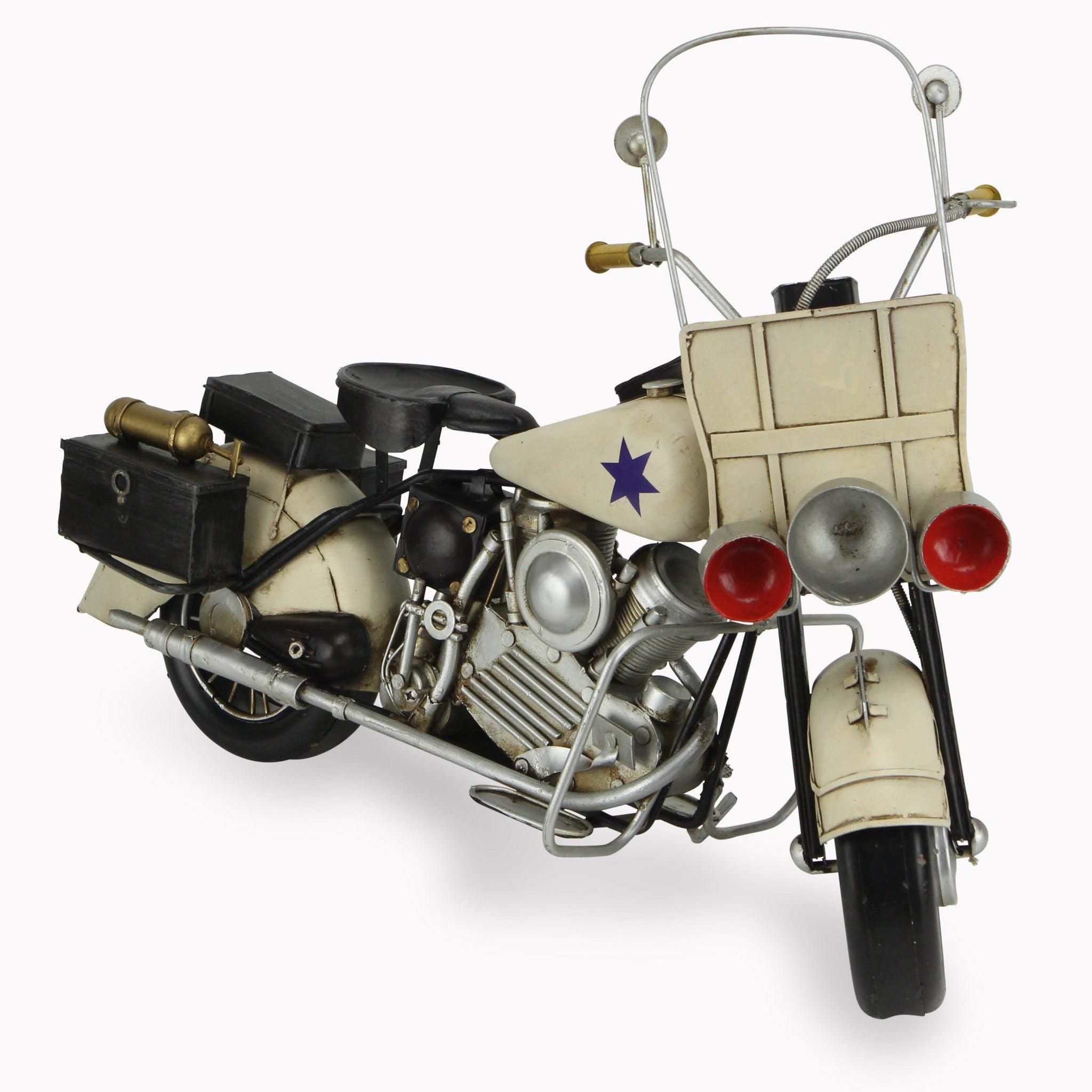 10" Cream Metal Hand Painted Model Motorcycle