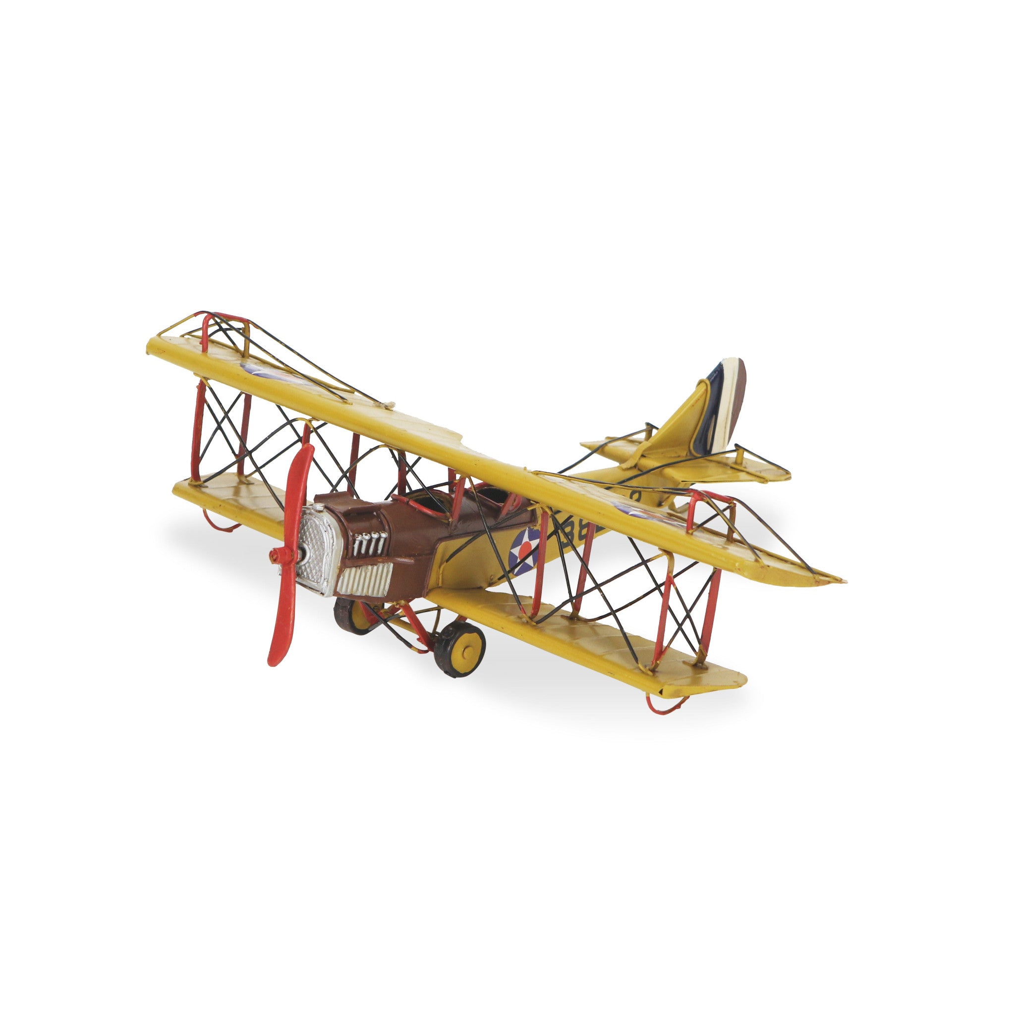 4" Yellow and Red Metal Hand Painted Model Airplane