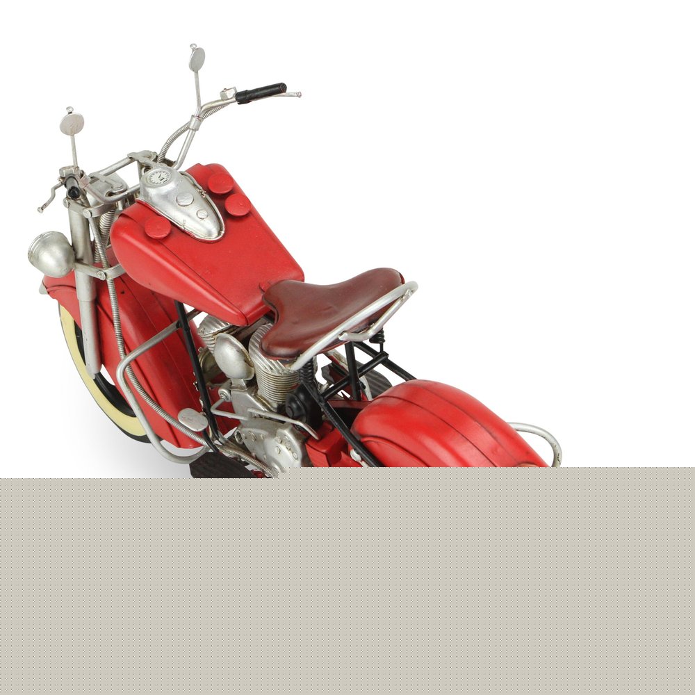 8" Red and Silver Metal Hand Painted Model Motorcycle Tabletop Sculpture