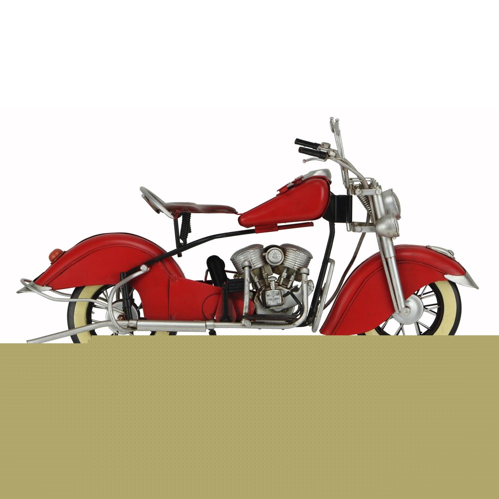 8" Red and Silver Metal Hand Painted Model Motorcycle Tabletop Sculpture
