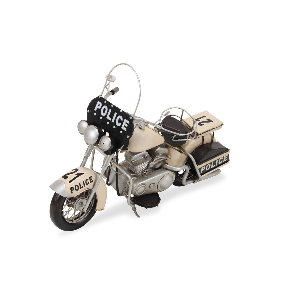 10" Cream Metal Hand Painted Motorcycle Model Motorcycle