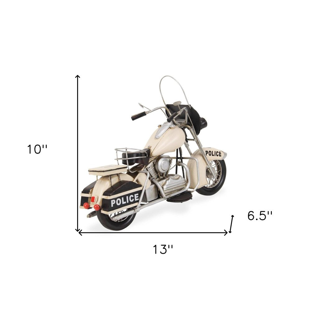 10" Cream Metal Hand Painted Motorcycle Model Motorcycle
