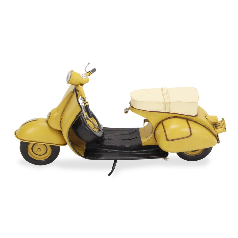 9" Yellow and Black Metal Hand Painted 1959 Yellow Scooter Model Motorcycle