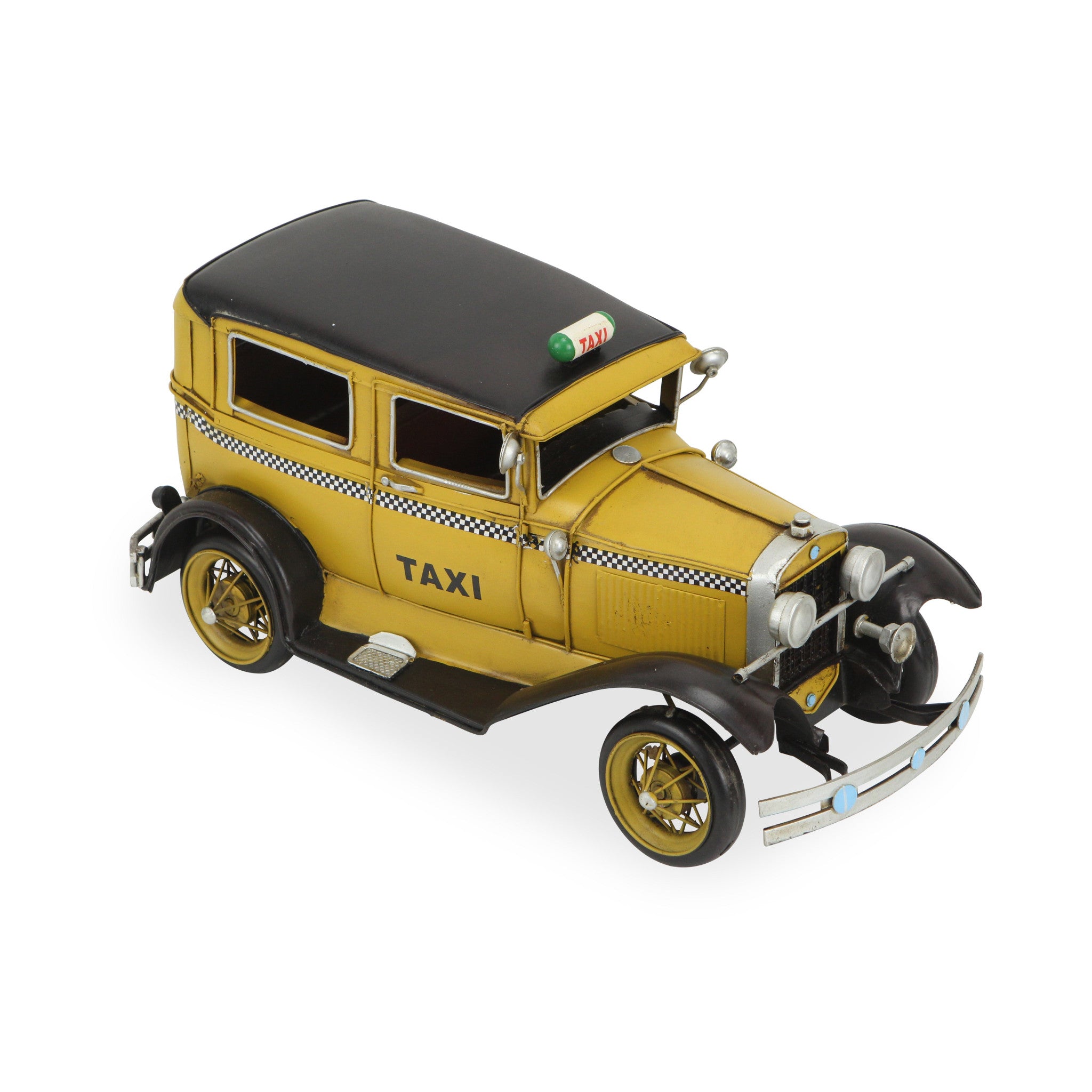 7" Yellow and Black Metal Hand Painted Model Car