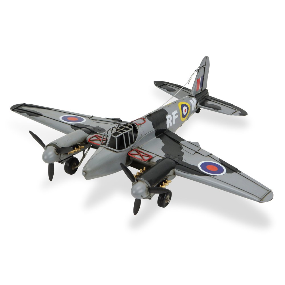 4" Black and Gray Metal Hand Painted Model Airplane Tabletop Sculpture