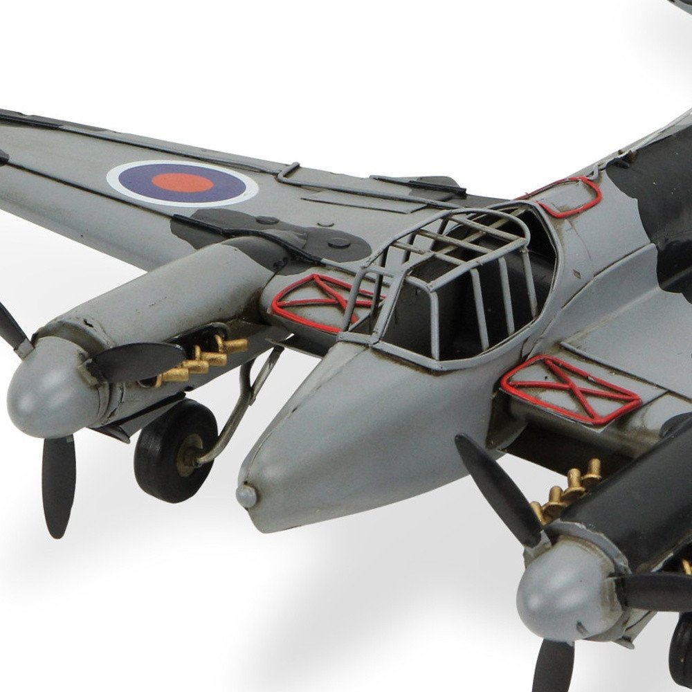 4" Black and Gray Metal Hand Painted Model Airplane Tabletop Sculpture