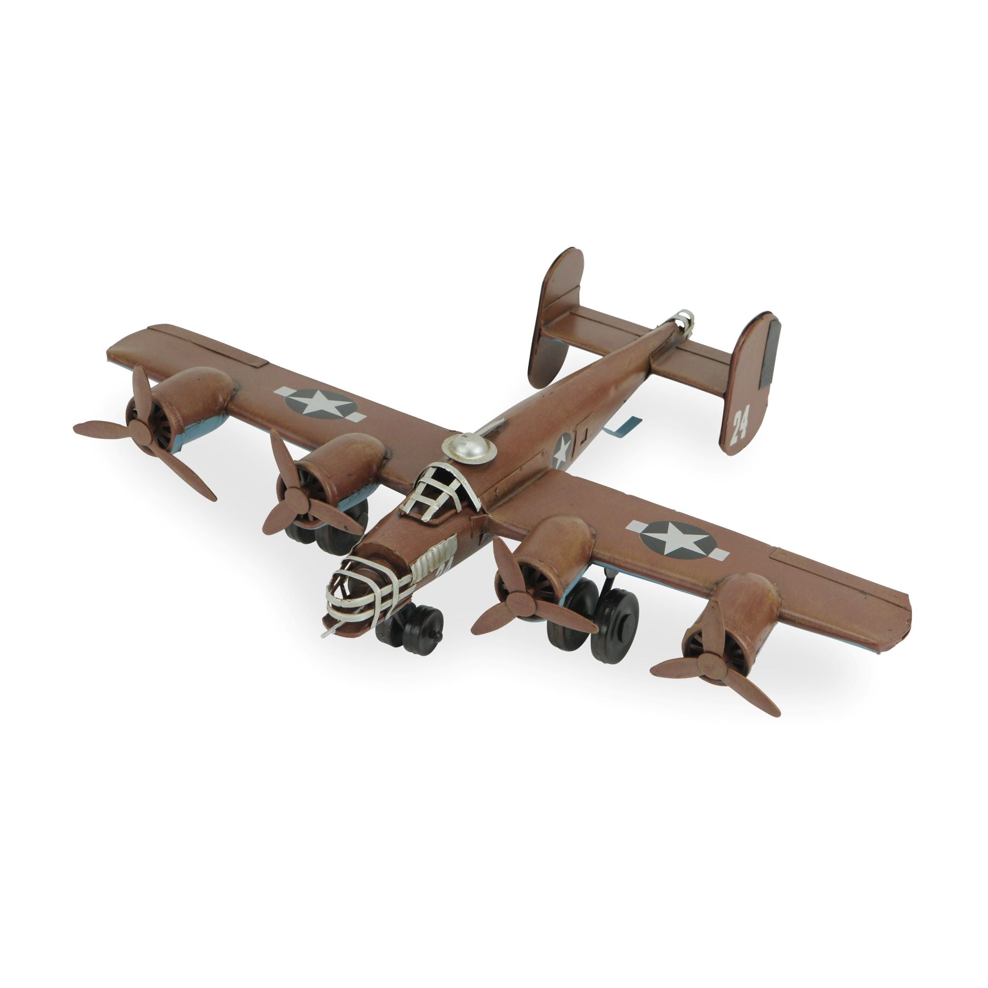 3" Brown and Silver Metal Hand Painted Model Airplane