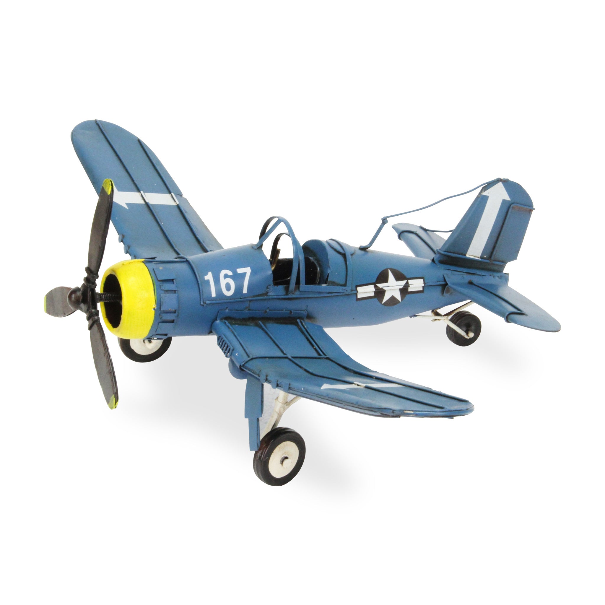 5" Blue and Yellow Metal Hand Painted Model Airplane