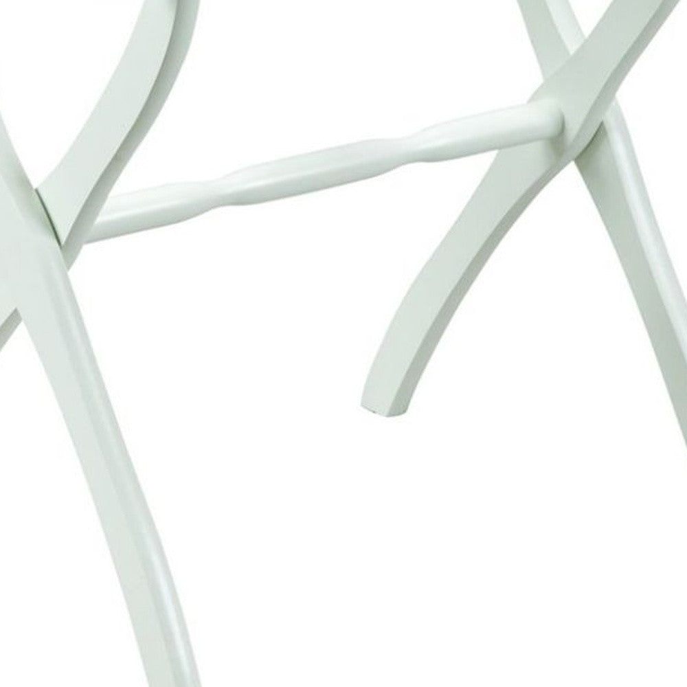 White Folding Luggage Rack With White Straps
