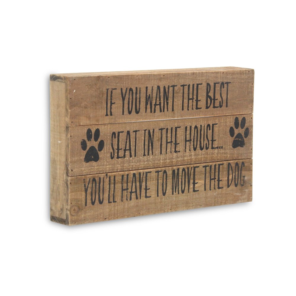 8" X 13" Brown Move The Dog Wood Wall Decor