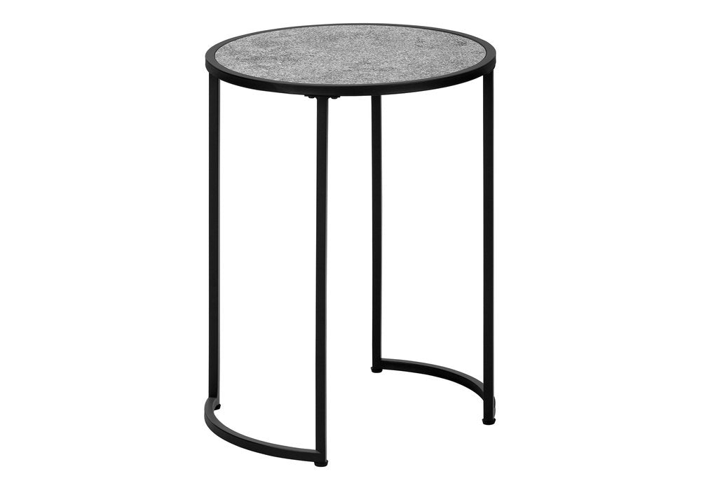 24" Black And Gray Round End Table