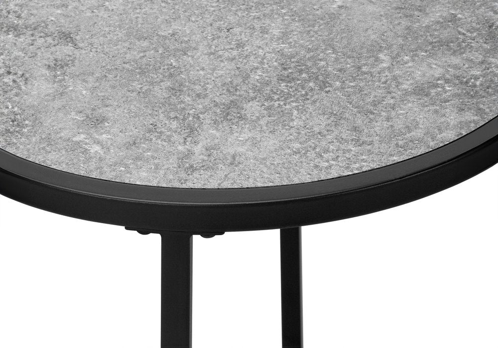 24" Black And Gray Round End Table