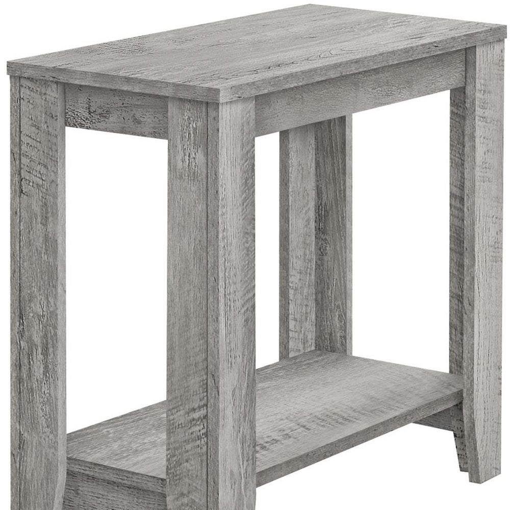 22" Gray Wood End Table With Shelf