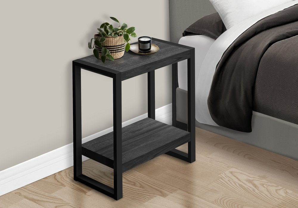 24" Black End Table With Shelf