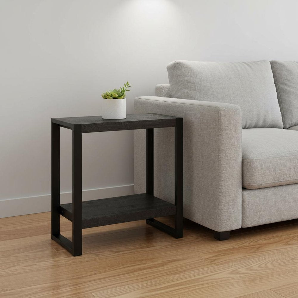 24" Black End Table With Shelf