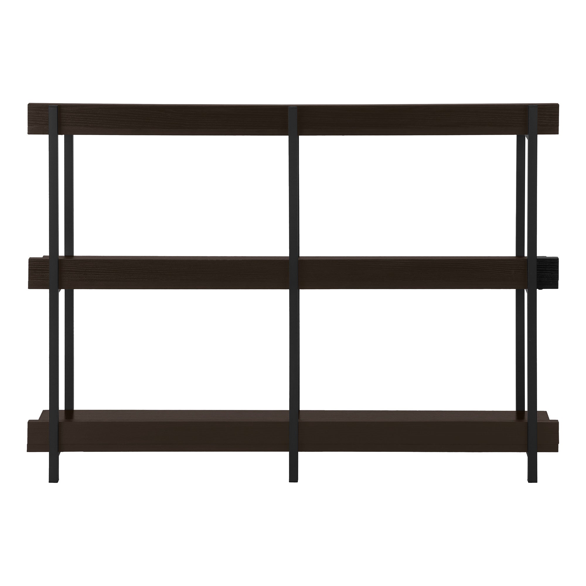 47" Brown and Black Wood and Metal Frame Console Table With Three Shelves