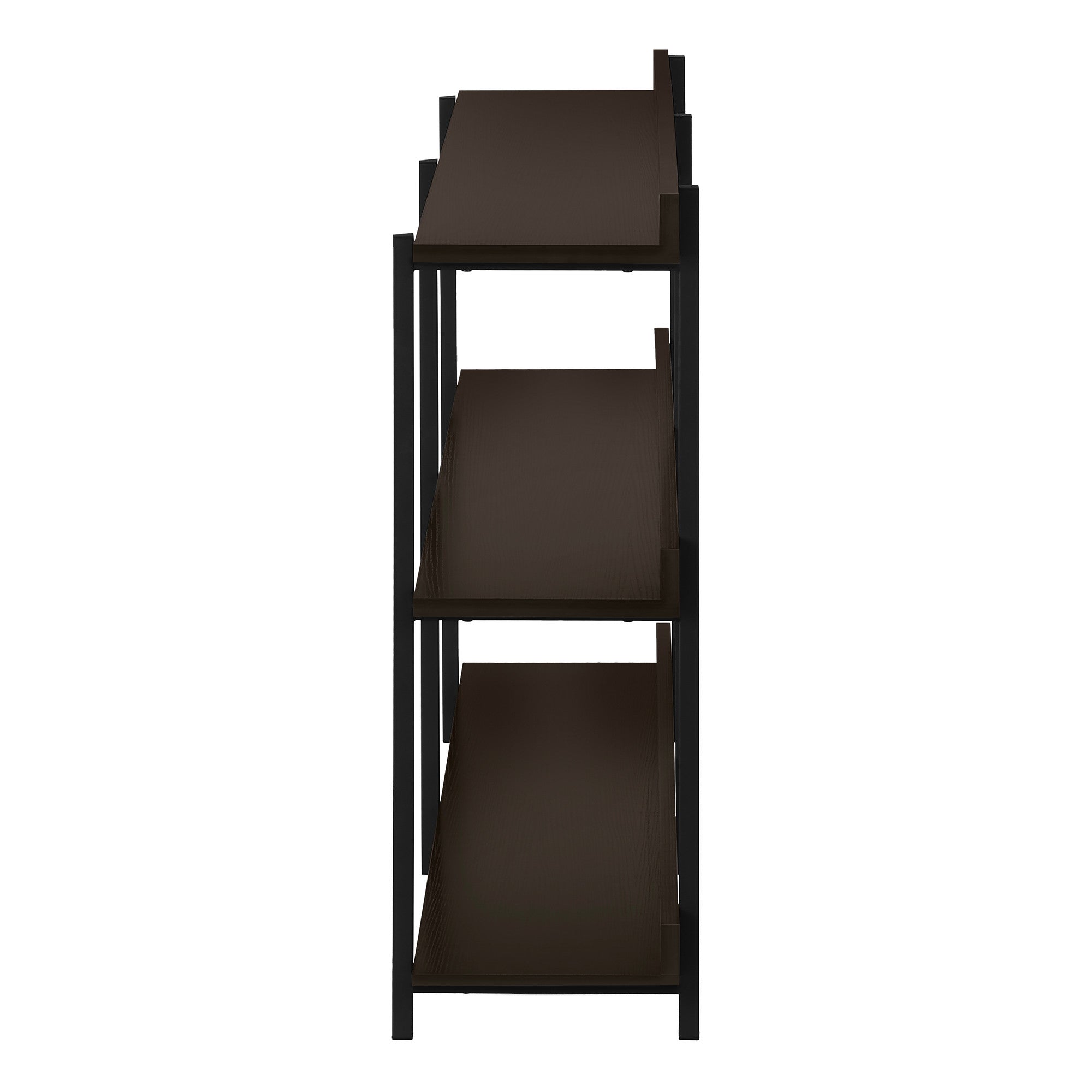47" Brown and Black Wood and Metal Frame Console Table With Three Shelves