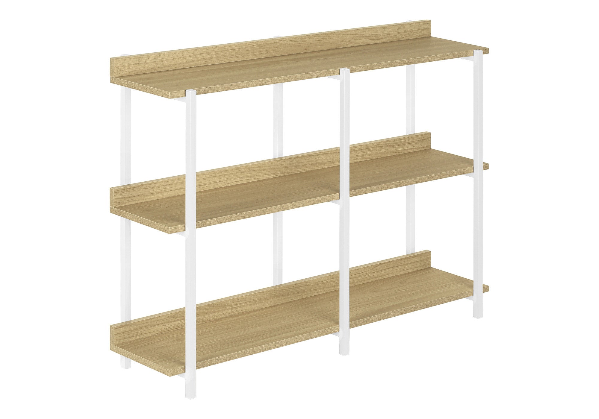 47" Natural and White Wood and Metal Frame Console Table With Three Shelves
