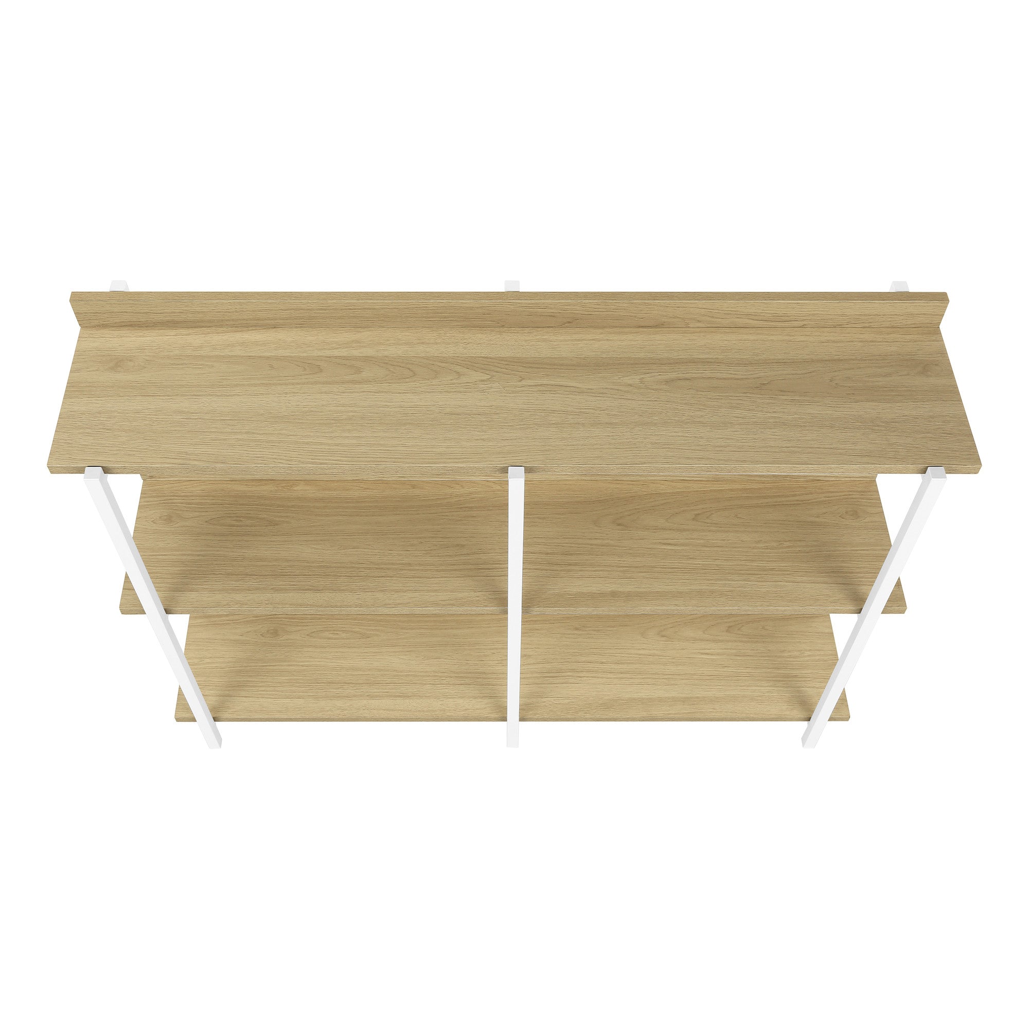 47" Natural and White Wood and Metal Frame Console Table With Three Shelves