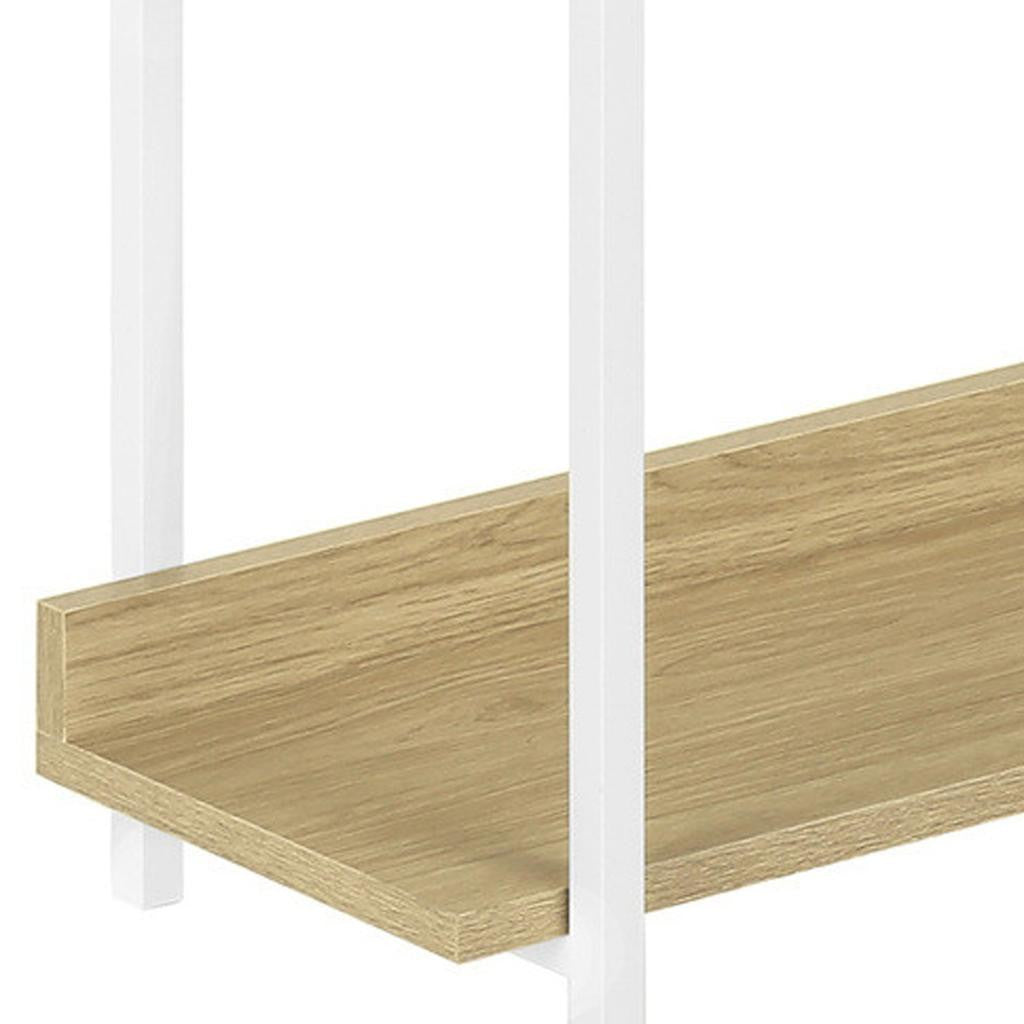 47" Natural and White Wood and Metal Frame Console Table With Three Shelves
