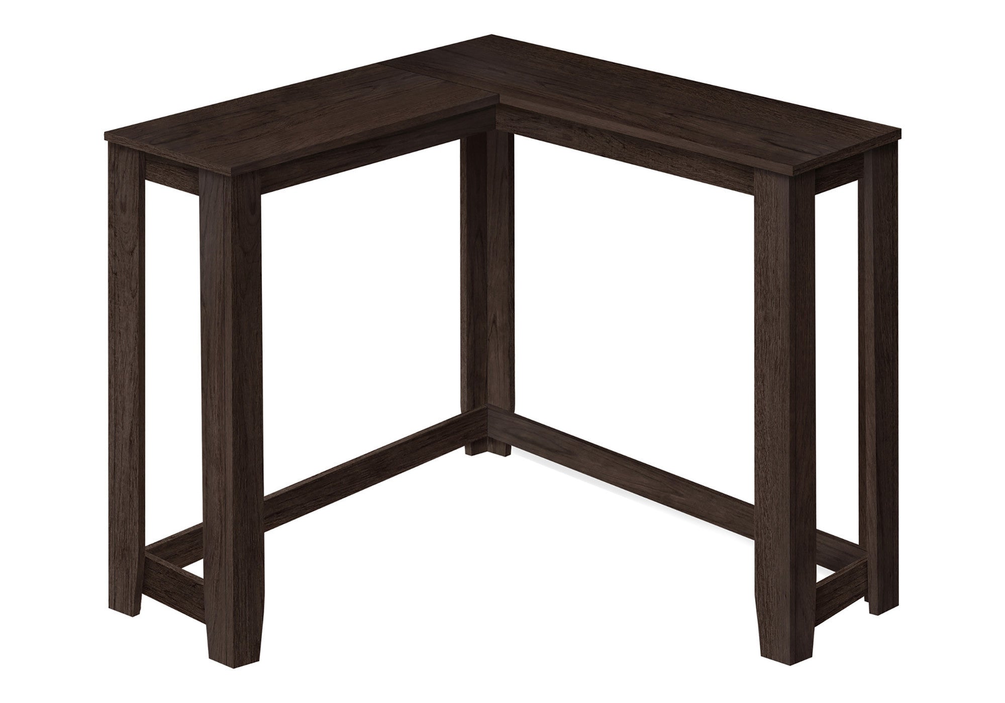 36" Espresso Wood Distressed Corner Frame Console Table