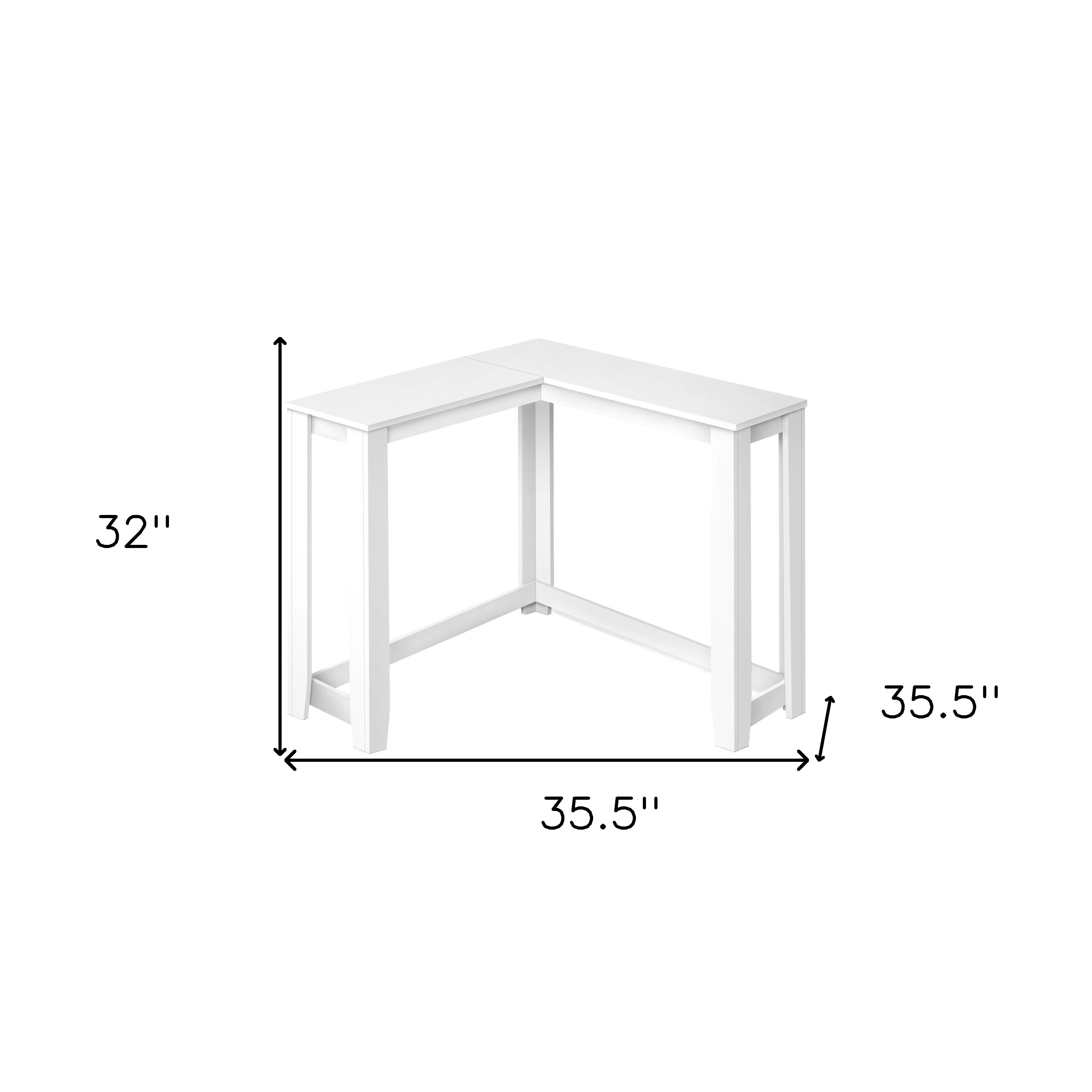 36" White Wood Corner Frame Console Table