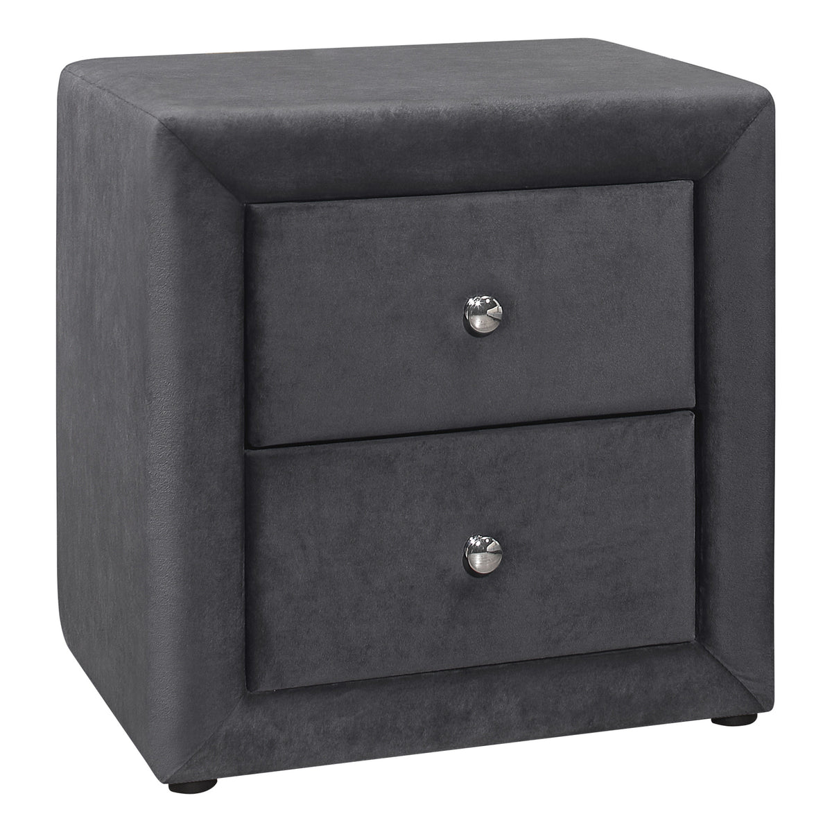 21" Dark Gray Wood Two Drawer Nightstand
