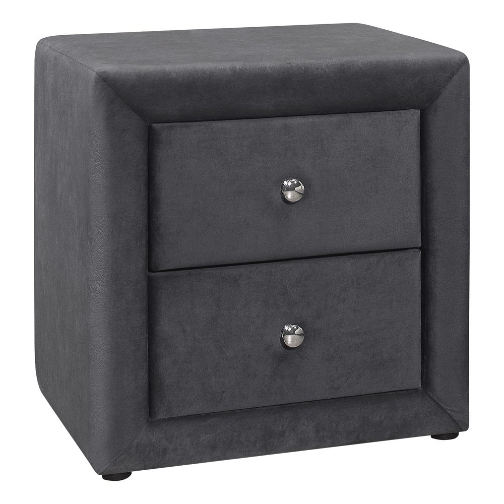 21" Dark Gray Wood Two Drawer Nightstand
