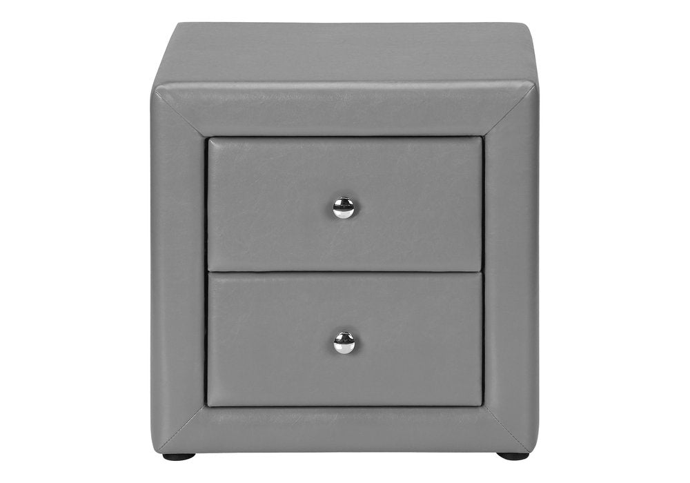 21" Gray Wood Two Drawer Nightstand