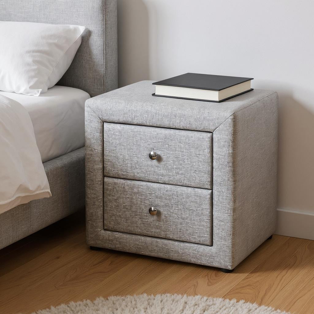 21" Gray Wood Two Drawer Nightstand