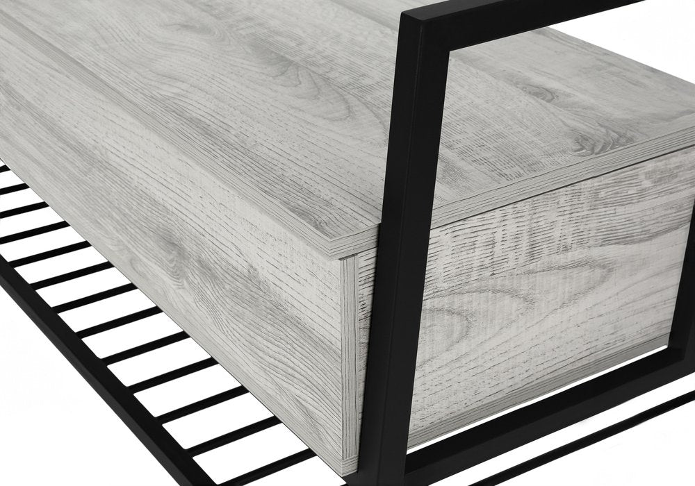 42" Gray And Black Bench With Flip top